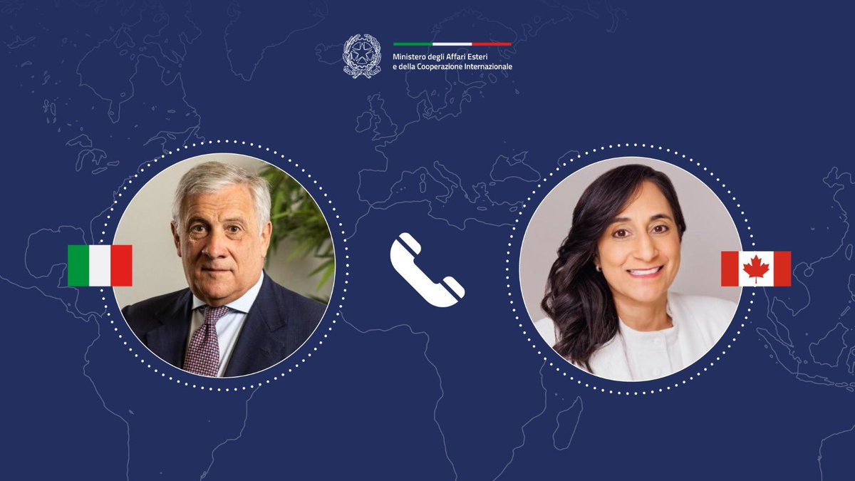 Antonio Tajani (@antonio_tajani) on Twitter photo Con la nuova Ministra degli Esteri 🇨🇦 <a href="/AnitaAnandMP/">Anita Anand</a> abbiamo ribadito l'importanza del profondo legame tra Italia e Canada.
Lavoriamo insieme sia in ambito #G7 che #NATO, per un Occidente unito nell’affrontare gli scenari di crisi, dall’Ucraina al Medio Oriente.
Nella delicata Con la nuova Ministra degli Esteri 🇨🇦 <a href="/AnitaAnandMP/">Anita Anand</a> abbiamo ribadito l'importanza del profondo legame tra Italia e Canada.
Lavoriamo insieme sia in ambito #G7 che #NATO, per un Occidente unito nell’affrontare gli scenari di crisi, dall’Ucraina al Medio Oriente.
Nella delicata