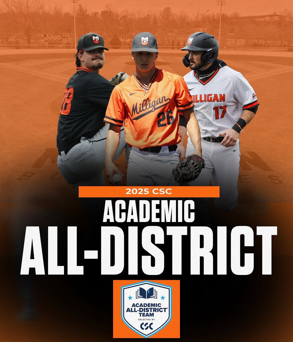 @milliganbaseball had 3️⃣ members of their program named to the 𝗖𝗦𝗖 𝗔𝗰𝗮𝗱𝗲𝗺𝗶𝗰 𝗔𝗹𝗹-𝗗𝗶𝘀𝘁𝗿𝗶𝗰𝘁 𝘁𝗲𝗮𝗺 for their efforts both in the classroom and on the field📚⚾️

Congratulations! 🔸

#buffnation 🦬