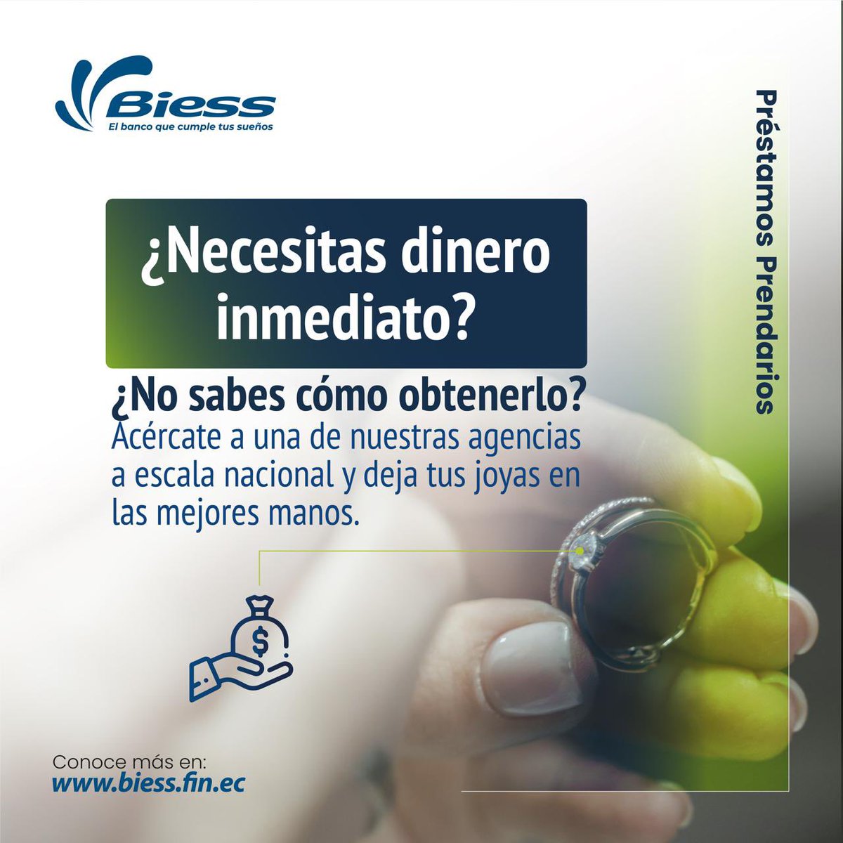 #IESSteInforma | Con el #PréstamoPrendario del <a href="/BiessEcuador/">Biess</a> obtienes efectivo, en minutos, dejando joyas 💍como garantía.

✅ Sin papeleo complicado
✅ Dinero inmediato

🤝Confianza, rapidez y seguridad en un solo lugar

📍Consulta en nuestras agencias a escala nacional