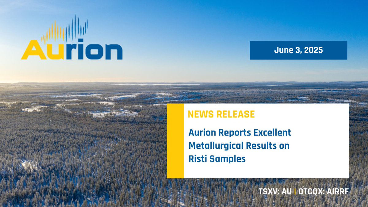 Aurion Reports Excellent Metallurgical Results on Risti Samples

Full press release: ow.ly/PZz650W3jF6

$AU $AIRRF
#News #NewsRelease #Mining #Exploration