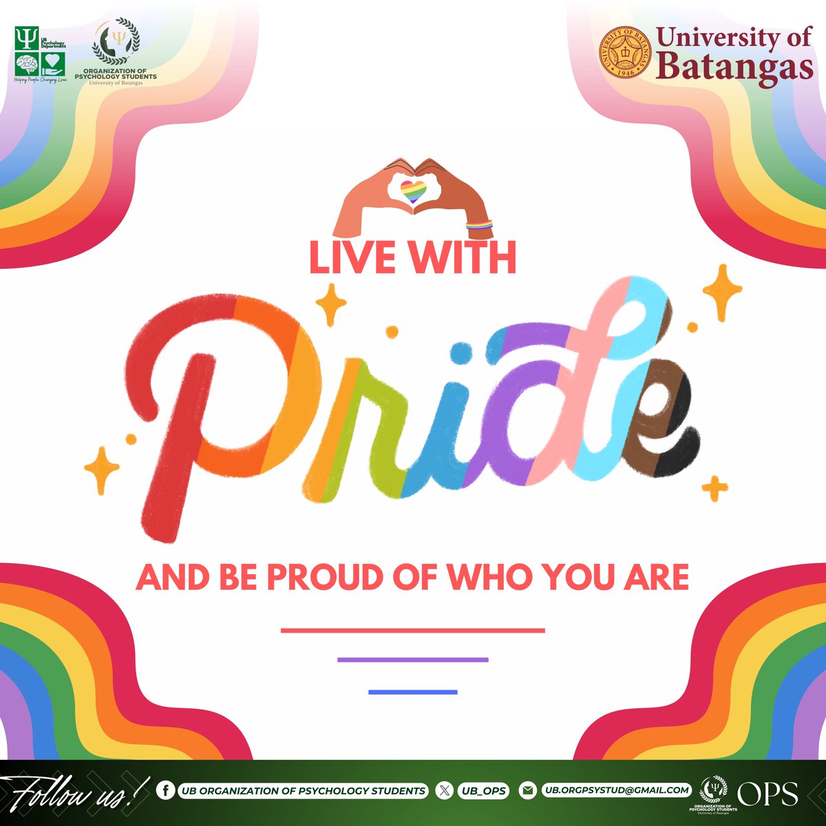 UB_OPS's tweet photo. OPS proudly stands in solidarity with the LGBTQIA+ community this Pride Month! May this month be filled with courage, color, and confidence. Keep shining and stay proud! ⚧️🏳️‍🌈🌈

#UBOPS #PsychPower #OPStoppable #OPStrivingForExcellence #PrideMonth2025 https://t.co/bJXPrYx0RE