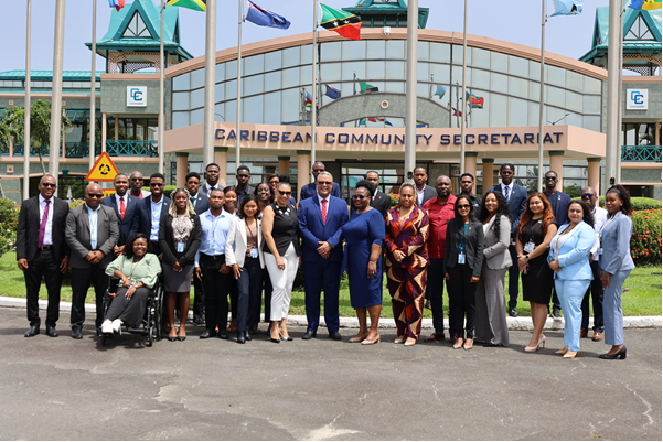 SG_CARICOM's tweet photo. 23 young people from 13 #CARICOM Member States are participating in training on the CARICOM Single Market and Economy #CSME this week at the Secretariat🇬🇾, under the CARICOM Young Professional Programme. https://t.co/Vqq7N5t22b