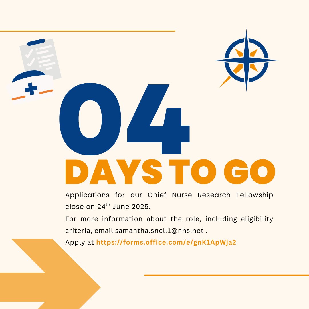 Plymouth Research and Development Team @UHP_NHS (@rdinuhp) on Twitter photo The deadline for our Chief Nurse Research Fellowship is next week!
<a href="/UHP_NHS/">University Hospitals Plymouth NHS Trust</a> nurses/midwives/AHPs/pharmacists/clinical scientists, don't miss out on this amazing funded opportunity to develop your career as a clinical researcher.
Apply at forms.office.com/e/gnK1ApWja2
<a href="/hospitalradio/">HRP - Hospital Radio Plymouth</a> The deadline for our Chief Nurse Research Fellowship is next week!
<a href="/UHP_NHS/">University Hospitals Plymouth NHS Trust</a> nurses/midwives/AHPs/pharmacists/clinical scientists, don't miss out on this amazing funded opportunity to develop your career as a clinical researcher.
Apply at forms.office.com/e/gnK1ApWja2
<a href="/hospitalradio/">HRP - Hospital Radio Plymouth</a>