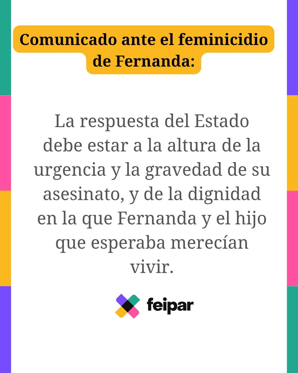 Con enorme pesar, compartimos este comunicado ante el #feminicidio de Fernanda.
feipar.org/2025/06/03/com…