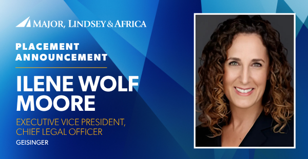 Three cheers for Ilene Wolf Moore as she begins her new role as executive vice president and chief legal officer with Geisinger. The team at MLA - Elizabeth Luening Long and Deborah Z. Thompson - were so pleased to work on this project with you! 
bit.ly/4dHnRPq