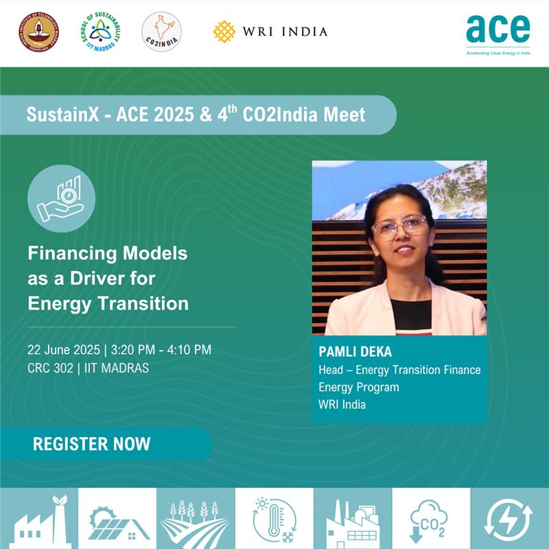 💰 Financing models as a driver for #EnergyTransition 

Also at this symposium, Pamli Deka, Head – Energy Transition Finance, WRI India, will explore how innovative financial models can drive capital for clean energy 
🔗wri-india.org/initiatives/ac… 

 #ACE2025 #CleanEnergyFinance