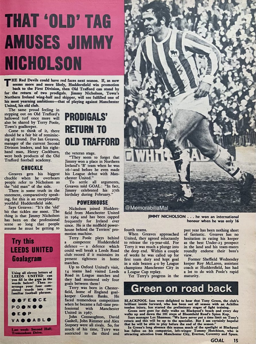 Huddersfield Town #HTAFC 
Goal magazine 7/3/70