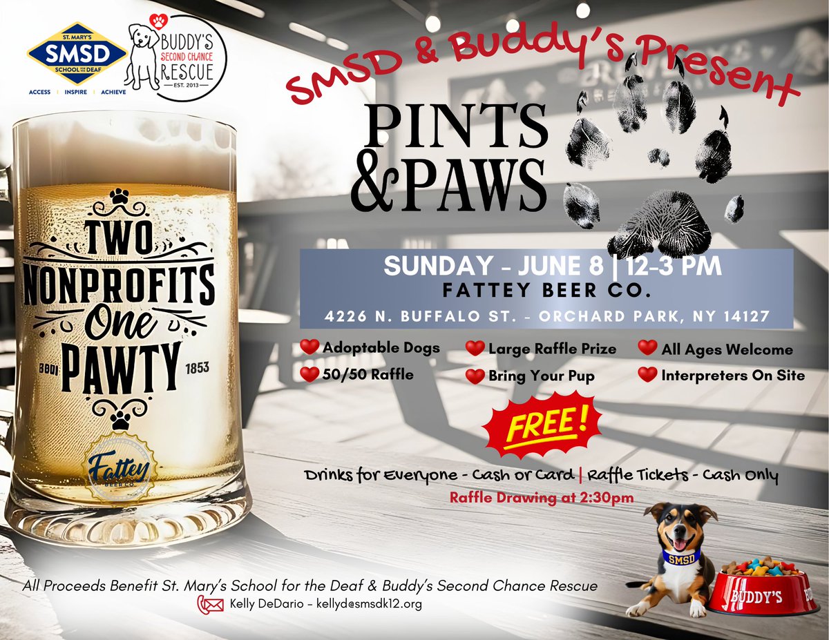 SMSD (@smsdbuffalo) on Twitter photo ๐ฅ Catch us on <a href="/news4buffalo/">News 4 Buffalo</a> today at 3PM!
SMSD repping #PintsAndPaws ๐พ๐ป
๐ @fatteybeerco | ๐๏ธ June 8 | ๐ 12โ3PM <a href="/StepOutBFLO/">Step Out Buffalo</a> <a href="/TheBuffaloNews/">The Buffalo News</a> <a href="/4201Schools/">4201 Schools</a> <a href="/WGRZ/">WGRZ</a> <a href="/WKBW/">7 News WKBW</a> <a href="/BuffaloSabres/">Buffalo Sabres</a> <a href="/BuffaloBandits/">BUFFALO BANDITS</a> ๐ฅ Catch us on <a href="/news4buffalo/">News 4 Buffalo</a> today at 3PM!
SMSD repping #PintsAndPaws ๐พ๐ป
๐ @fatteybeerco | ๐๏ธ June 8 | ๐ 12โ3PM <a href="/StepOutBFLO/">Step Out Buffalo</a> <a href="/TheBuffaloNews/">The Buffalo News</a> <a href="/4201Schools/">4201 Schools</a> <a href="/WGRZ/">WGRZ</a> <a href="/WKBW/">7 News WKBW</a> <a href="/BuffaloSabres/">Buffalo Sabres</a> <a href="/BuffaloBandits/">BUFFALO BANDITS</a>
