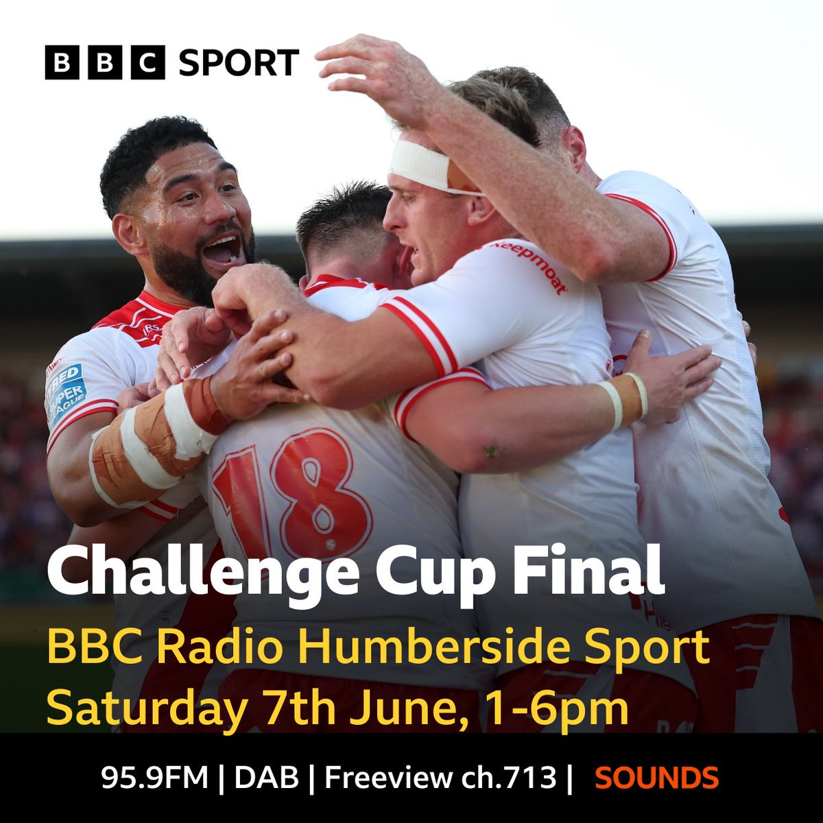 BBC Humberside Sport (@humbersidesport) on Twitter photo ๐ CUP FINAL COVERAGE
๐ <a href="/RadioHumberside/">BBC Humberside</a> have you covered with build-up & big-match commentary of <a href="/TheChallengeCup/">Betfred Challenge Cup</a> Final at <a href="/wembleystadium/">Wembley Stadium</a>.
โน๏ธ <a href="/hullkrofficial/">Hull KR</a> v <a href="/WarringtonRLFC/">Warrington Wolves</a>
๐ Saturday 1-6pm
๐ฃ๏ธ <a href="/RichardStead/">Richard Stead</a>, <a href="/Nick_pinko/">Nick Pinkney</a>, <a href="/jameshoggarth/">James Hoggarth</a> & Ollie Turner.
#UpTheRobins ๐ CUP FINAL COVERAGE
๐ <a href="/RadioHumberside/">BBC Humberside</a> have you covered with build-up & big-match commentary of <a href="/TheChallengeCup/">Betfred Challenge Cup</a> Final at <a href="/wembleystadium/">Wembley Stadium</a>.
โน๏ธ <a href="/hullkrofficial/">Hull KR</a> v <a href="/WarringtonRLFC/">Warrington Wolves</a>
๐ Saturday 1-6pm
๐ฃ๏ธ <a href="/RichardStead/">Richard Stead</a>, <a href="/Nick_pinko/">Nick Pinkney</a>, <a href="/jameshoggarth/">James Hoggarth</a> & Ollie Turner.
#UpTheRobins