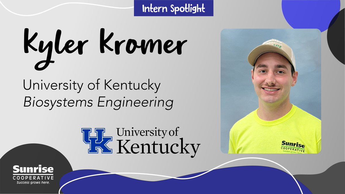 Sunrise Cooperative (@sunrisecoopoh) on Twitter photo Kyler Kromer is currently attending the <a href="/universityofky/">University of Kentucky</a>, where he is majoring in #Biosystems #Engineering. This summer he is a #SunriseIntern out of our Crestline facility. In his free time, he enjoys watching sports, spending time with family & helping out on his #familyfarm. Kyler Kromer is currently attending the <a href="/universityofky/">University of Kentucky</a>, where he is majoring in #Biosystems #Engineering. This summer he is a #SunriseIntern out of our Crestline facility. In his free time, he enjoys watching sports, spending time with family & helping out on his #familyfarm.