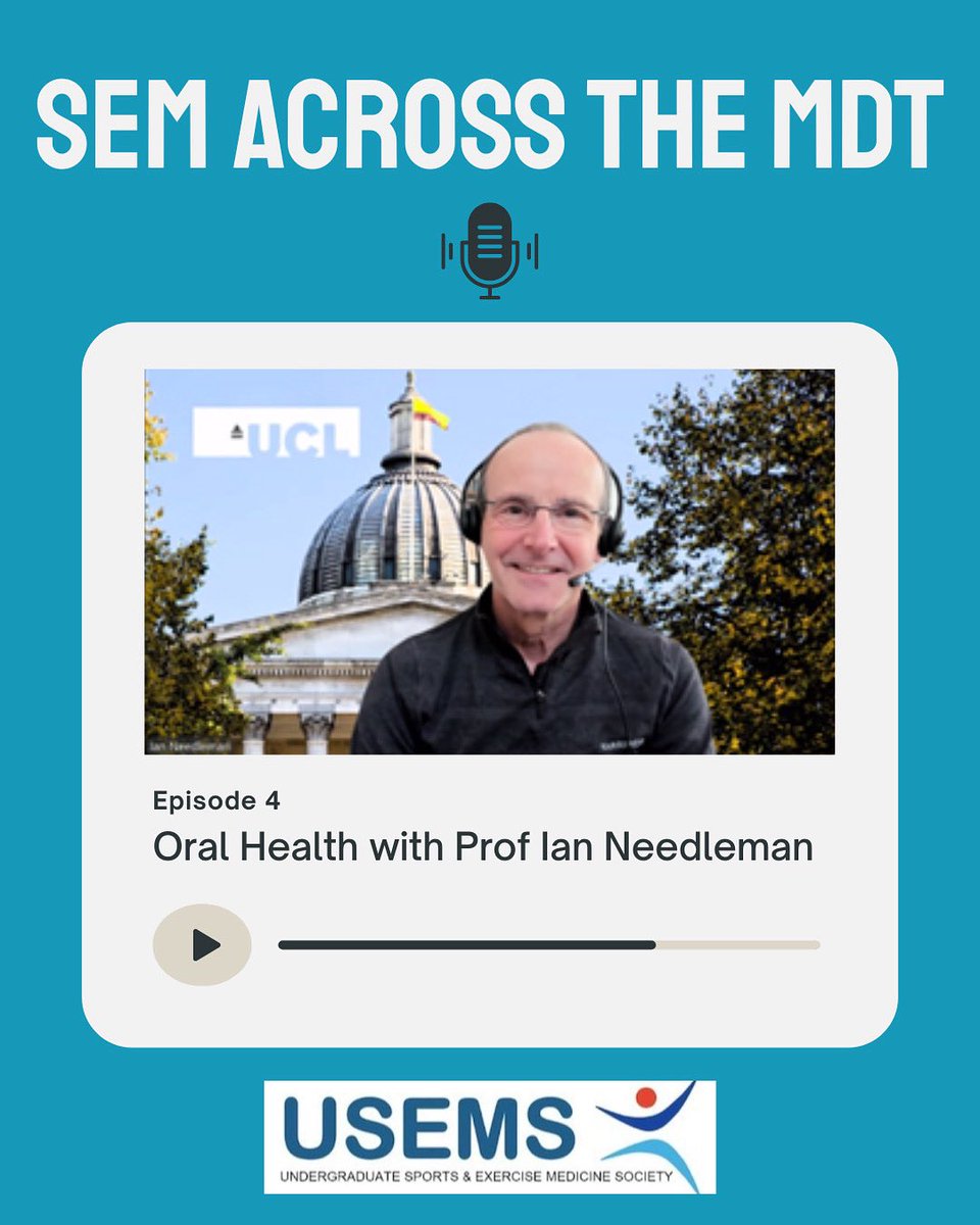 USEMS (@undergradsems) on Twitter photo Centred on his own collaborative research, <a href="/IanNeedleman/">Ian Needleman</a> details how oral health affects athletes’ physical and mental performance. We also explore solutions to promote oral health. 🦷
Tune in on Spotify and Podbean!
<a href="/oralhealthsport/">Oral Health in Sport</a>
#semacrossthemdt #sportandexercisemedicine Centred on his own collaborative research, <a href="/IanNeedleman/">Ian Needleman</a> details how oral health affects athletes’ physical and mental performance. We also explore solutions to promote oral health. 🦷
Tune in on Spotify and Podbean!
<a href="/oralhealthsport/">Oral Health in Sport</a>
#semacrossthemdt #sportandexercisemedicine