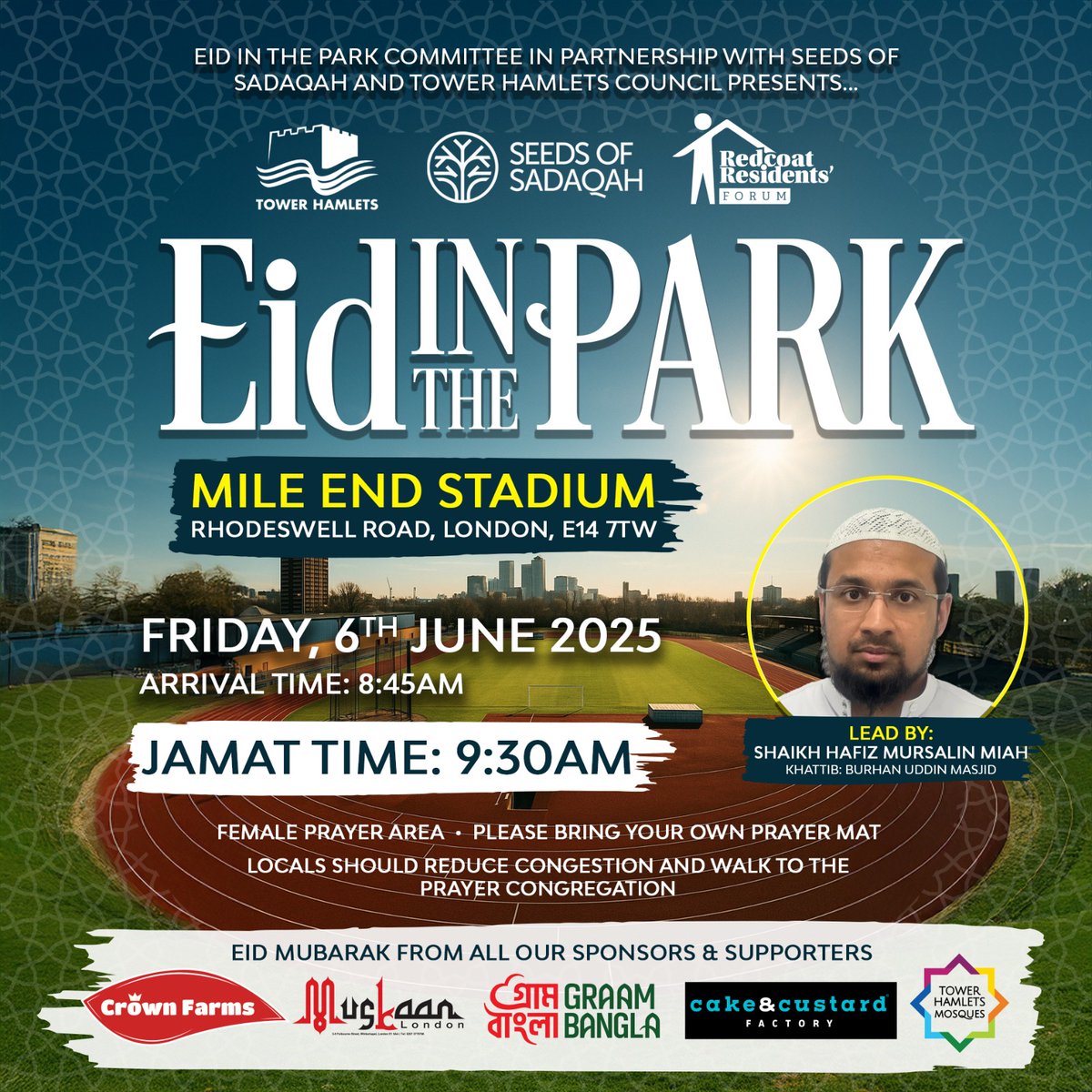 Mohammed Rob (@_mohammedrob) on Twitter photo Here are the Eid al-Adha 2025 Jamah timetables in or near <a href="/StDunstansWard/">St. Dunstan's Ward</a> for Stepney Shahjalal Mosque and Mile End Park Stadium to plan your Eid Jamah. Here are the Eid al-Adha 2025 Jamah timetables in or near <a href="/StDunstansWard/">St. Dunstan's Ward</a> for Stepney Shahjalal Mosque and Mile End Park Stadium to plan your Eid Jamah.