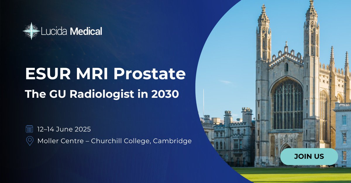 LucidaMedical's tweet image. What will the role of the GU radiologist look like in 2030?

Join our Co-founder Prof. Evis Sala at the ESUR MRI Prostate Teaching Course, 12–14 June in Cambridge.

Don’t miss her talk on Saturday 14 June at 17:10: “The GU Radiologist in 2030”.

#ProstateCancer #Radiology #ESUR