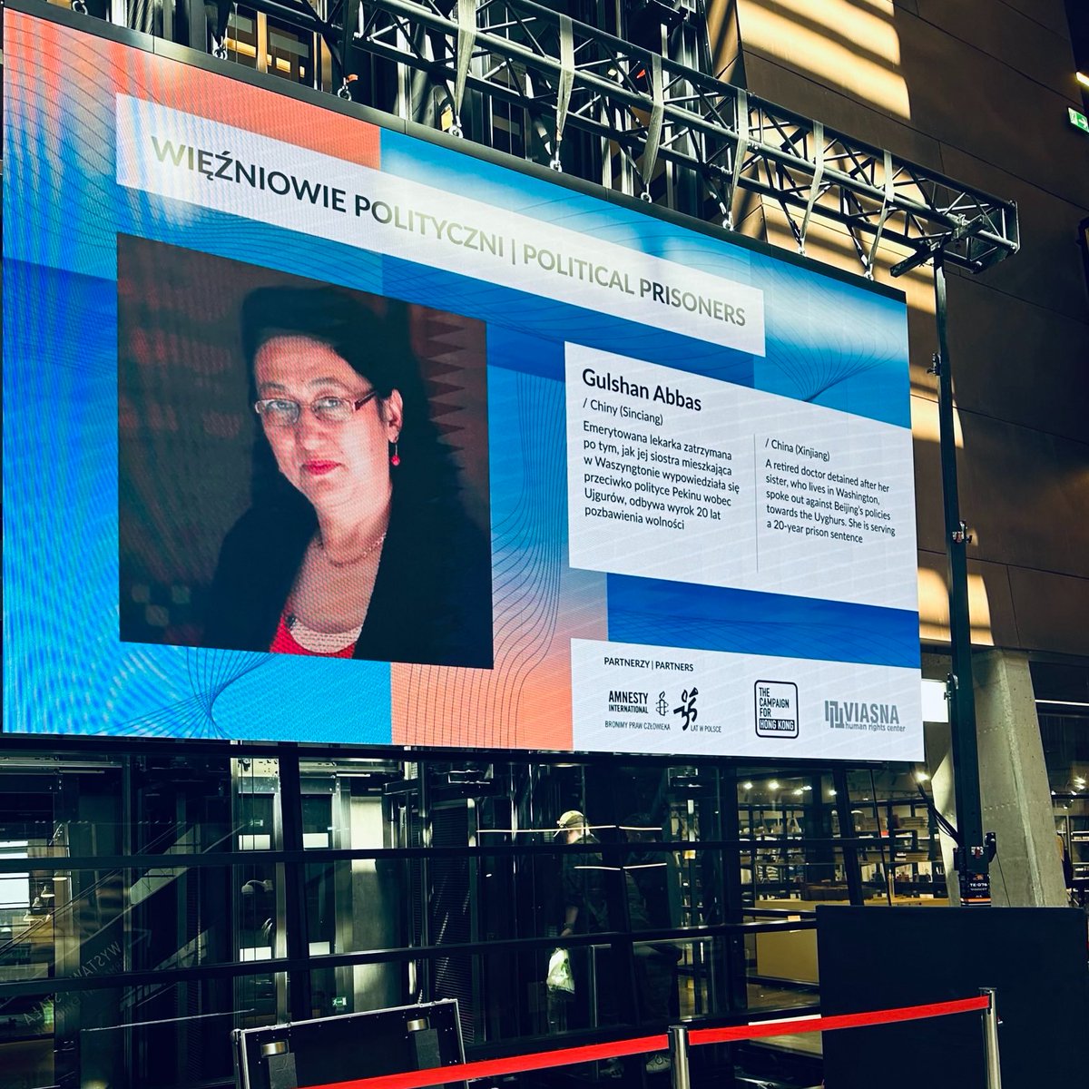 Rushan Abbas (@rushanabbas) on Twitter photo My sister Dr. #GulshanAbbas’s case is on display today at the European Solidarity Centre in Poland, standing as a powerful reminder of the ongoing Uyghur genocide and China’s transnational repression. Thank you to the organizers and <a href="/samuelmchu/">Samuel Chu 朱牧民</a> for your solidarity. My sister Dr. #GulshanAbbas’s case is on display today at the European Solidarity Centre in Poland, standing as a powerful reminder of the ongoing Uyghur genocide and China’s transnational repression. Thank you to the organizers and <a href="/samuelmchu/">Samuel Chu 朱牧民</a> for your solidarity.