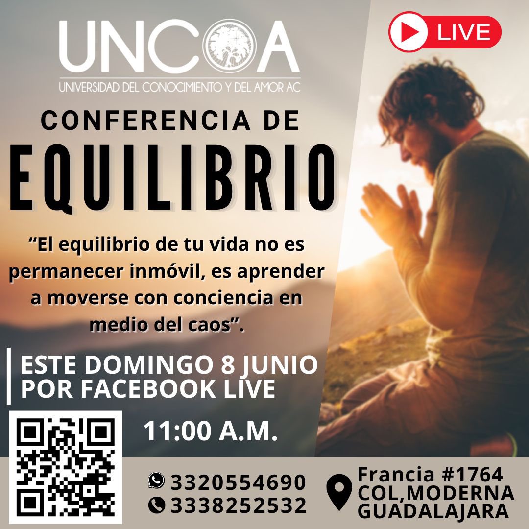 Uncoa's tweet photo. 🧘‍♂️✨ CONFERENCIA DE EQUILIBRIO - UNCOA ✨🧘‍♀️

“El equilibrio de tu vida no es permanecer inmóvil, es aprender a moverse con conciencia en medio del caos”.

¿Sientes que el ritmo de la vida te desestabiliza? Es momento de reconectar contigo y descubrir cómo encontrar serenidad. https://t.co/L4MMYbO1Zw