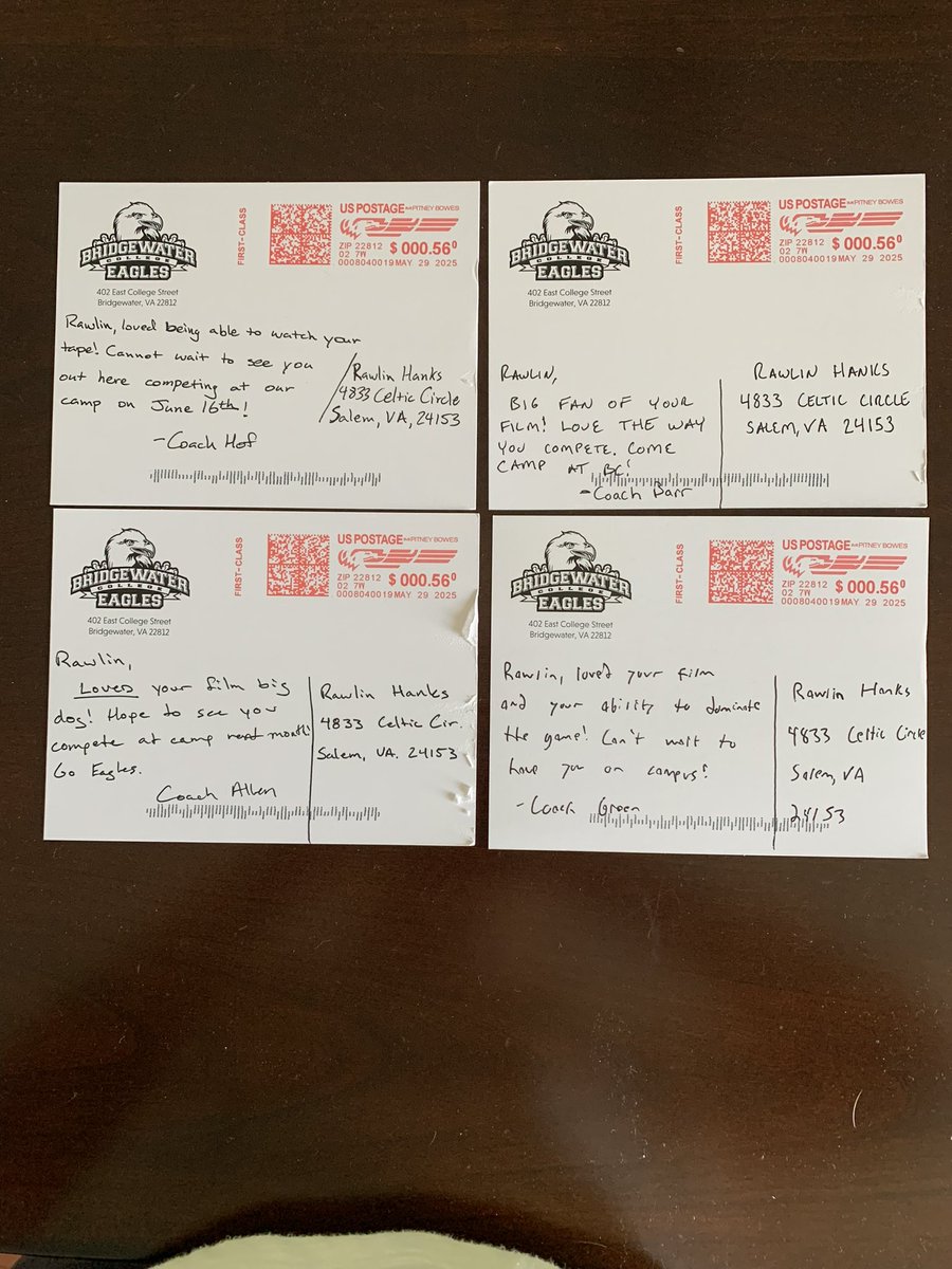 rawlinhanks's tweet image. Thank you @BH2OFootball for the post cards! Cant wait to be up at camp and compete‼️@CoachKBarr @CoachPallenFB @CoachGreen_2 @Coach_pkHof
