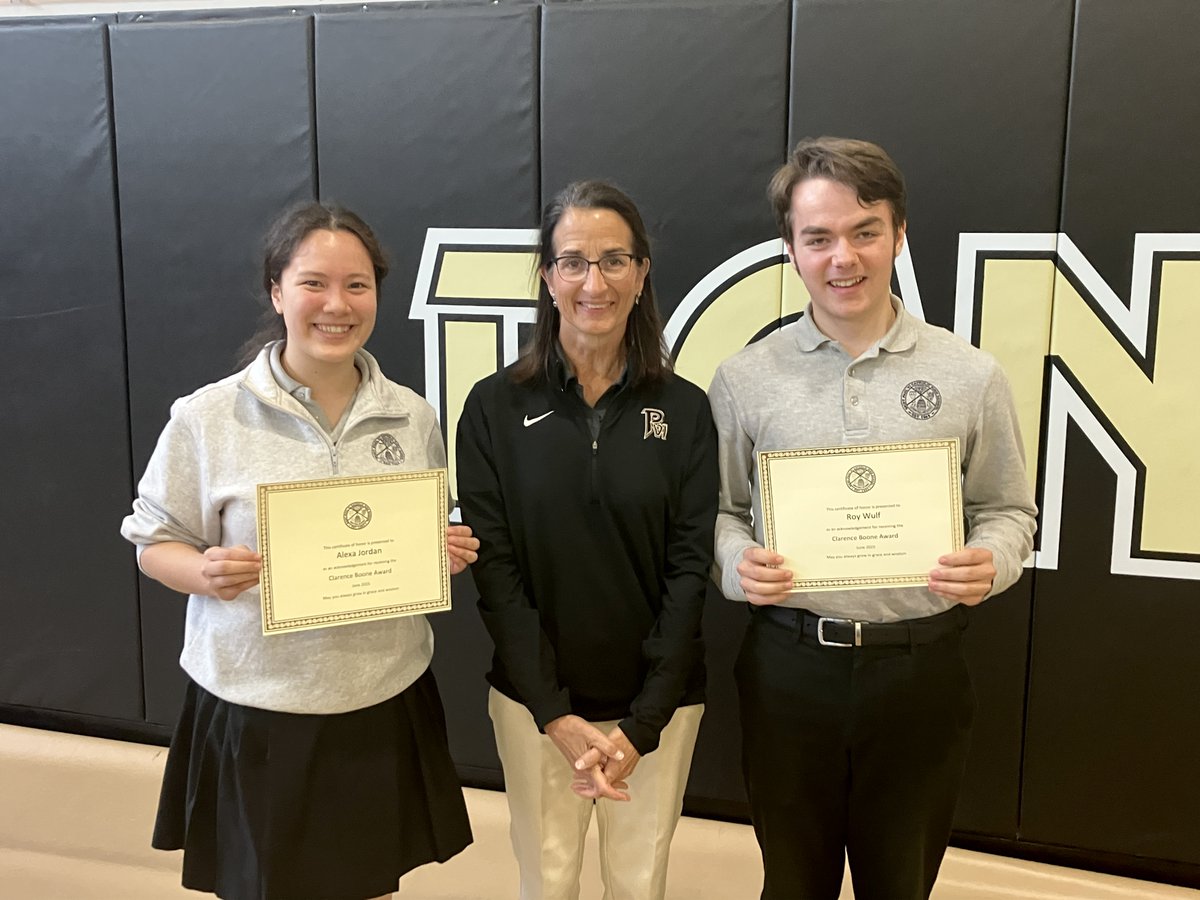 Congrats to Alexa Jordan ’26 &amp; Roy Wulf ’26 who received this year's Clarence Boone Award. Clarence was known as the “heart &amp; soul” of PVI and we continue to honor his legacy by recognizing students who serve in the model of Clarence. Read more: bit.ly/3Zfz4Rs