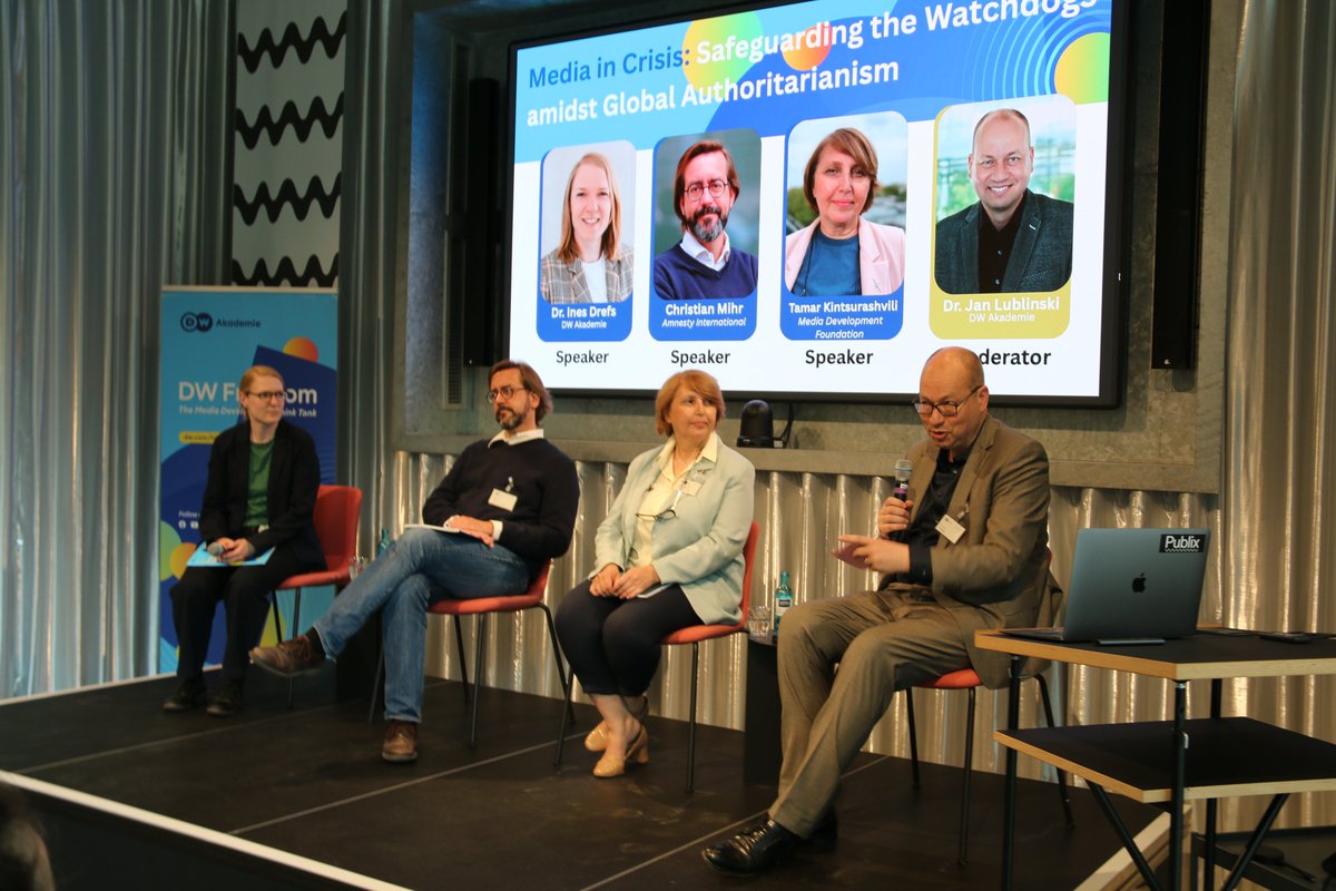 DW Akademie (@dw_akademie) on Twitter photo It’s no exaggeration to say that media are in crisis around the world. So, how can we safeguard journalism amidst the global rise of authoritarianism?
The expert panel with <a href="/tamarMDF/">Tamar Kintsurashvili</a>, <a href="/chrimihr/">Christian Mihr</a> and <a href="/InesDrefs/">Ines Drefs</a> tried to answer that question.
For Kintsurashvili, it means refusing It’s no exaggeration to say that media are in crisis around the world. So, how can we safeguard journalism amidst the global rise of authoritarianism?
The expert panel with <a href="/tamarMDF/">Tamar Kintsurashvili</a>, <a href="/chrimihr/">Christian Mihr</a> and <a href="/InesDrefs/">Ines Drefs</a> tried to answer that question.
For Kintsurashvili, it means refusing