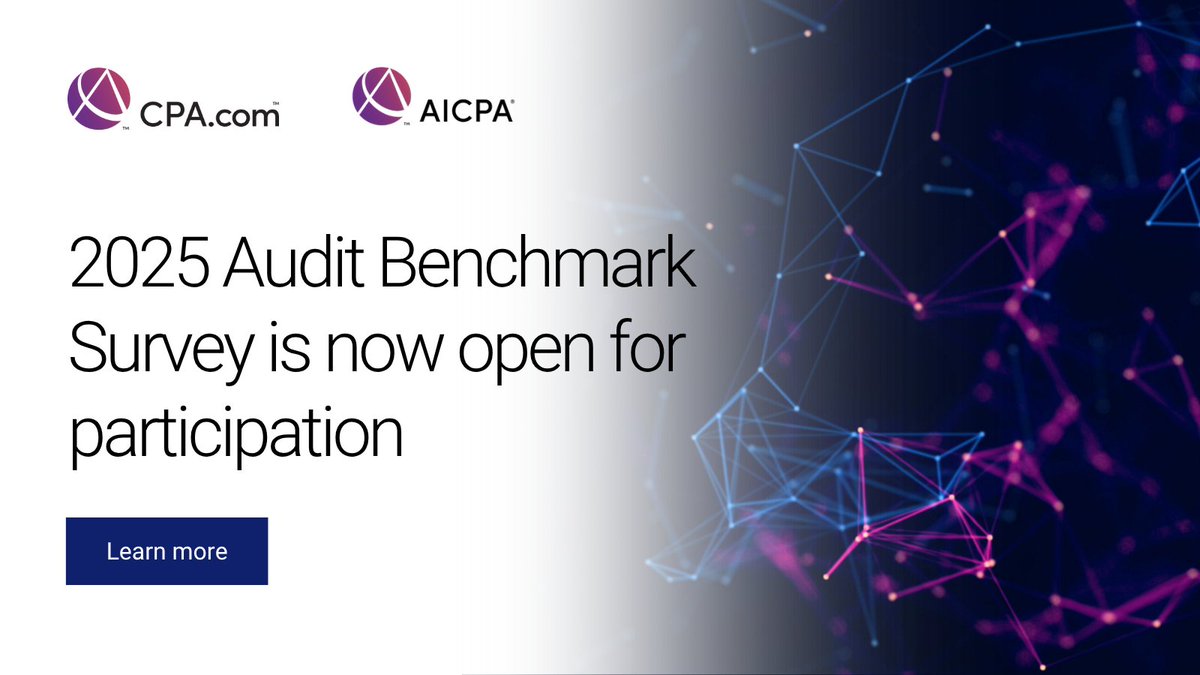 Participate in the 2025 Audit Benchmark Survey to help shape a profession-wide understanding of the state of audit transformation, and you’ll receive comprehensive insights into benchmarks and KPIs and a personalized comparison to other participants. 
🔗cpa.com/audit-benchmar…