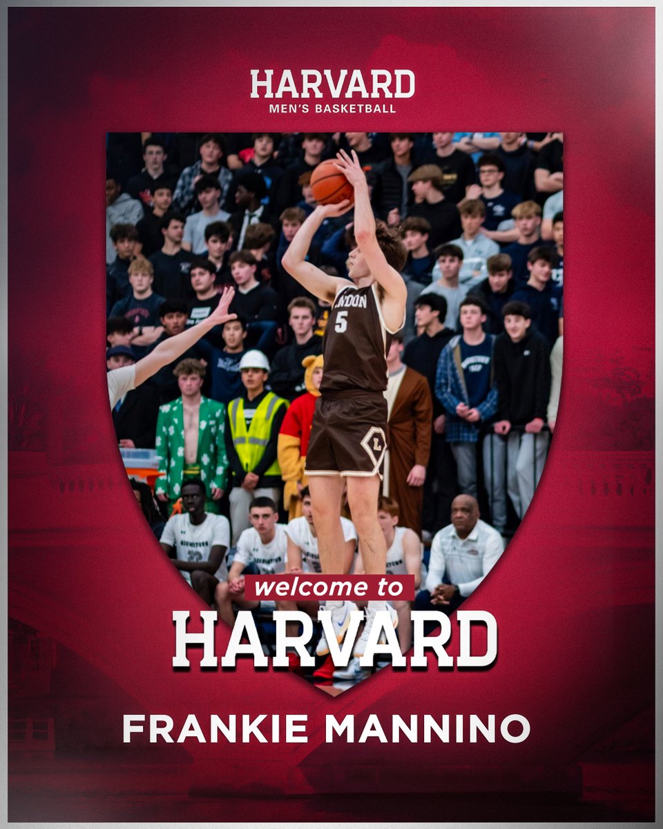 👏 Welcome to Harvard!

➡️ Frankie Mannino
➡️ Guard

📰 tinyurl.com/23v2wbgg

#GoCrimson #OneCrimson