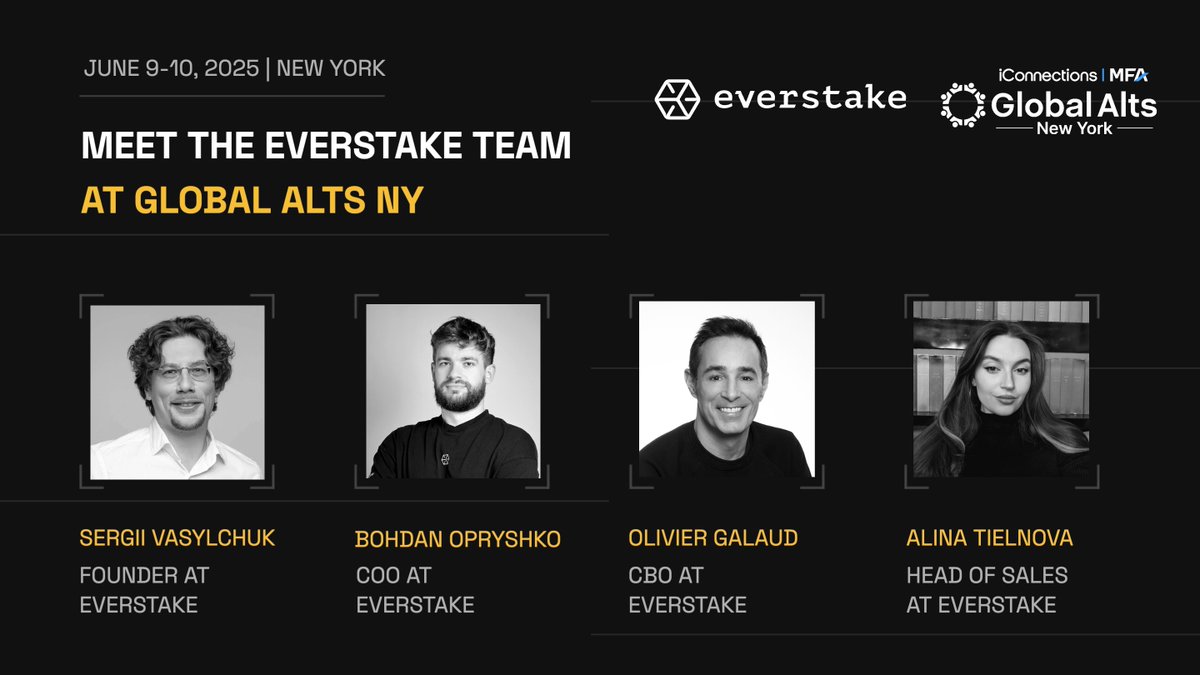 Everstake (@everstake_pool) on Twitter photo 🗽 The Everstake team is attending Global Alts New York 2025 on June 9–10!
Meet our team on the ground: <a href="/sergattic/">Sergey | Everstake 🇺🇦</a>, Founder; <a href="/bo_opryshko/">Bo</a>, COO; <a href="/oliviergalaud/">Olivier</a>, CBO; and <a href="/ATielnova/">Alina Everstake</a>, Head of Sales.
If you'll be attending and would like to connect, let's meet up! 🗽 The Everstake team is attending Global Alts New York 2025 on June 9–10!
Meet our team on the ground: <a href="/sergattic/">Sergey | Everstake 🇺🇦</a>, Founder; <a href="/bo_opryshko/">Bo</a>, COO; <a href="/oliviergalaud/">Olivier</a>, CBO; and <a href="/ATielnova/">Alina Everstake</a>, Head of Sales.
If you'll be attending and would like to connect, let's meet up!