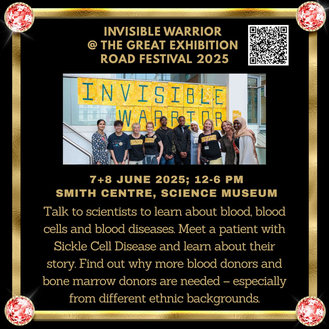 West London HCC Network (@hccwestlondon) on Twitter photo Don't forget to join <a href="/InvisWarriorSCD/">Invisible Warrior_SCD</a> this weekend at the Great Exhibition Road Festival! The festival is a weekend packed with free art and science events for all ages, get hands-on with science and creative activities from 12 noon till 6 pm. See you there!
#sicklecellawareness Don't forget to join <a href="/InvisWarriorSCD/">Invisible Warrior_SCD</a> this weekend at the Great Exhibition Road Festival! The festival is a weekend packed with free art and science events for all ages, get hands-on with science and creative activities from 12 noon till 6 pm. See you there!
#sicklecellawareness