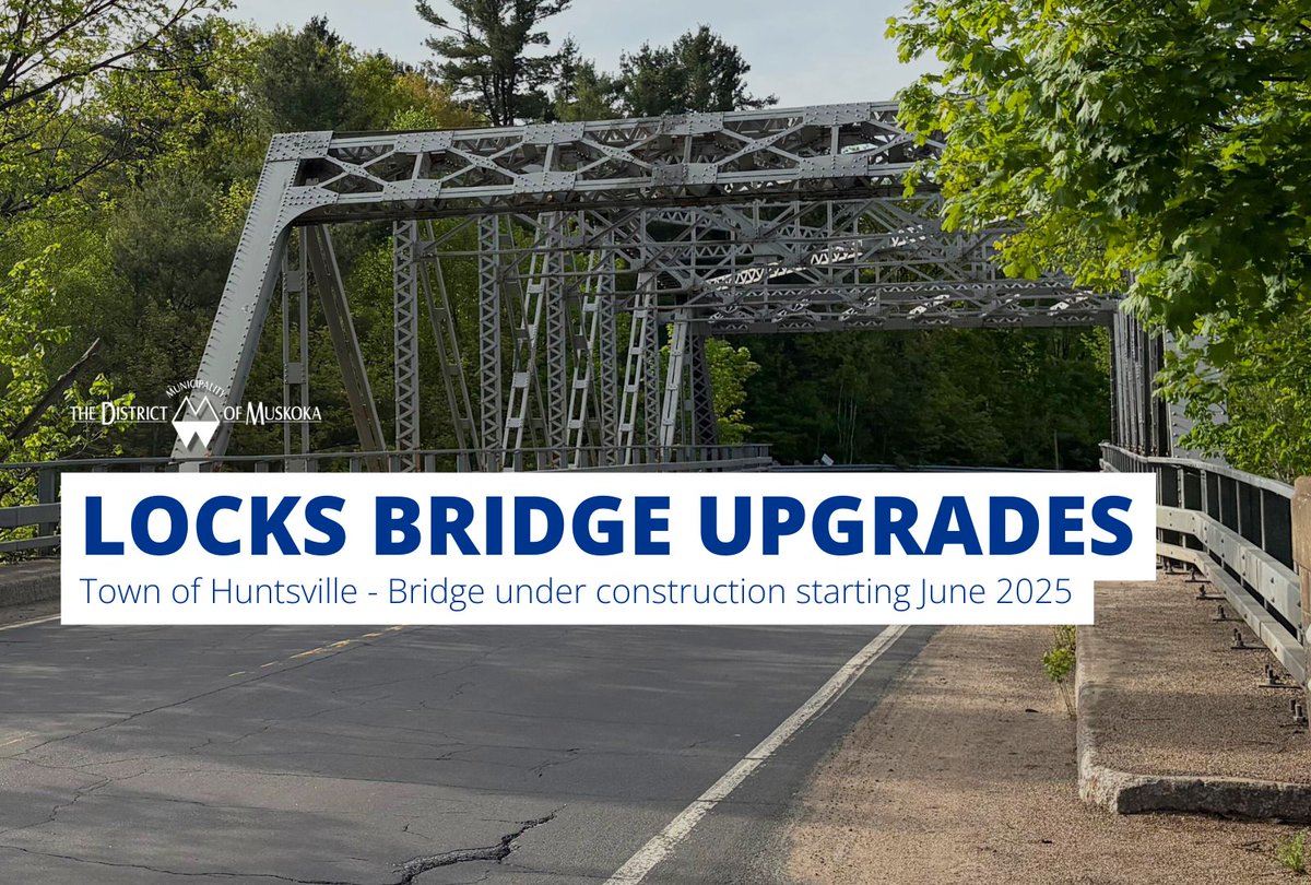 🚧 Bridge Work Ahead 🚧

Starting in early June, the Locks Bridge on Muskoka Road 2 (Brunel Road) is getting a major upgrade to improve safety and extend its life. 

👷‍♂️ What’s happening:
• Structural steel repairs and recoating
• Bridge deck and road resurfacing
• New