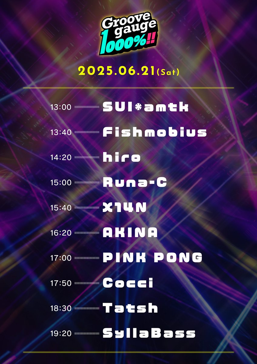 "Groovegauge 1000%!!"
再来週の土曜日は、IV AKIHABARAで音クラ開催します！！
豪華ゲストに加え、VRChatやリアルの音ゲー大好きDJたちが元気に楽しくプレーしますので音ゲー好きは秋葉原に大集合お願いします！！！
#GG1000akiba