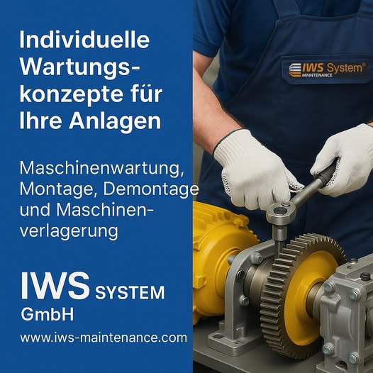 Individuelle Wartungskonzepte für Ihre Anlagen – damit bei Ihnen nichts stillsteht.
📷 iws-maintenance.com
#IWSsystemGmbH #Maschinenwartung #Montage #Maschinenverlagerung #Industrieservice #Vogtland #Anlagenbau #Produktionssicherheit #Stillstandvermeiden