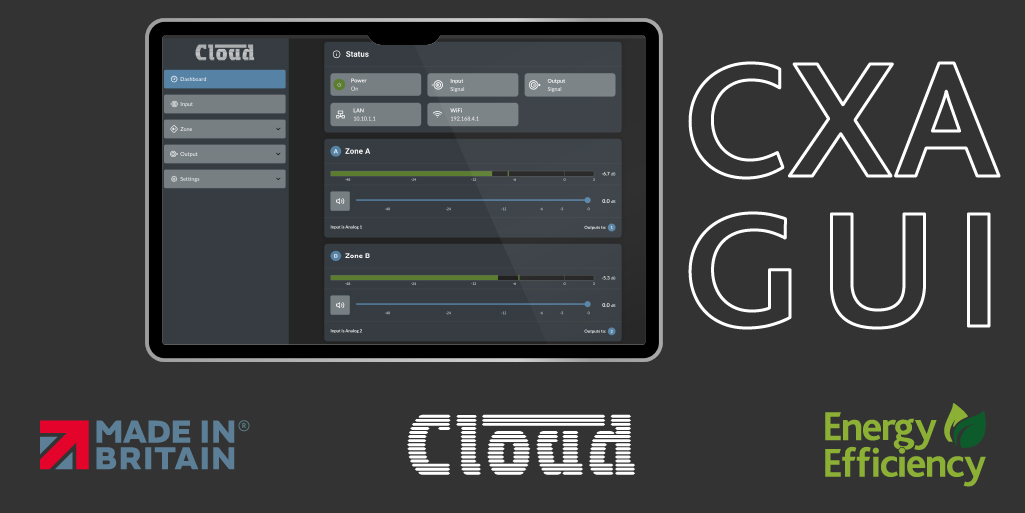 The Cloud CXA Series GUI is designed to perfectly complement the DSP Amplifiers. Access is available across countless devices and from this portal you have control over all of the Amplifier controls and functionality 🎛️   🎚️   🎶