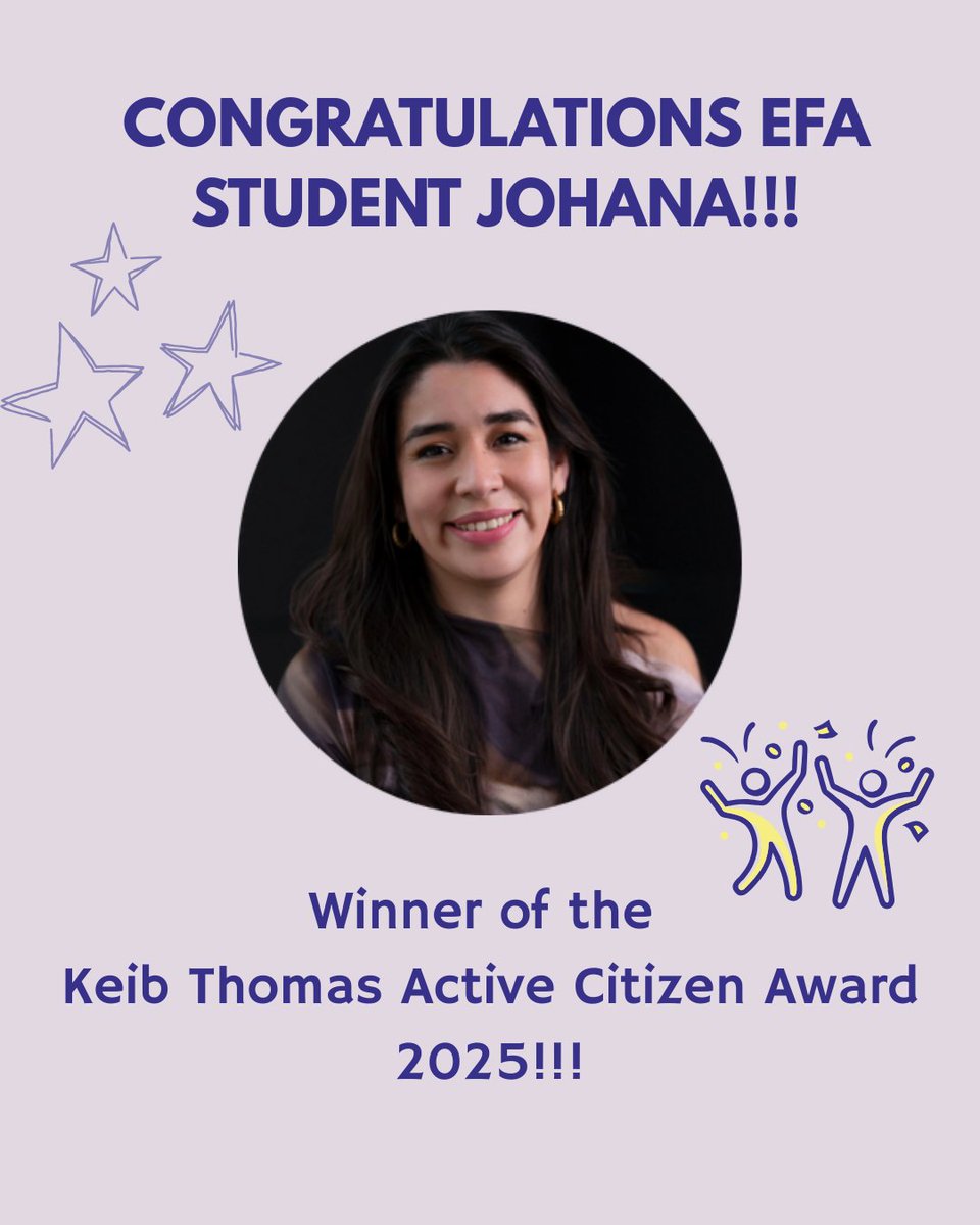 So pleased to celebrate EFA student and Parent Action volunteer, Johana Armijos whose contributions to her community have been recognised with the Keib Thomas Active Citizen Award 🎉

Read all bout it communitysouthwark.org/happy-voluntee…

@cosouthwark @communitysouthwark