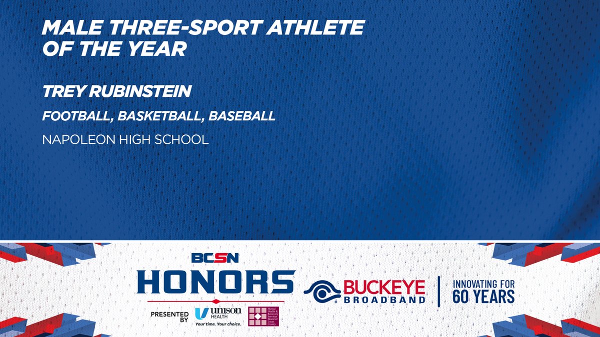 BCSN (@bcsnsports) on Twitter photo The 2025 BCSN Honors are this Sunday! Check out our winner for Male 3๏ธโฃ- Sport Athlete of the Year, Trey Rubinstein! ๐
<a href="/Napoleonsports/">NHSAthletics</a>
Presented by <a href="/UnisonHealthTol/">Unison Health Toledo</a> & <a href="/MHRSBofLucasCO/">MHRSB of LucasCounty</a> The 2025 BCSN Honors are this Sunday! Check out our winner for Male 3๏ธโฃ- Sport Athlete of the Year, Trey Rubinstein! ๐
<a href="/Napoleonsports/">NHSAthletics</a>
Presented by <a href="/UnisonHealthTol/">Unison Health Toledo</a> & <a href="/MHRSBofLucasCO/">MHRSB of LucasCounty</a>