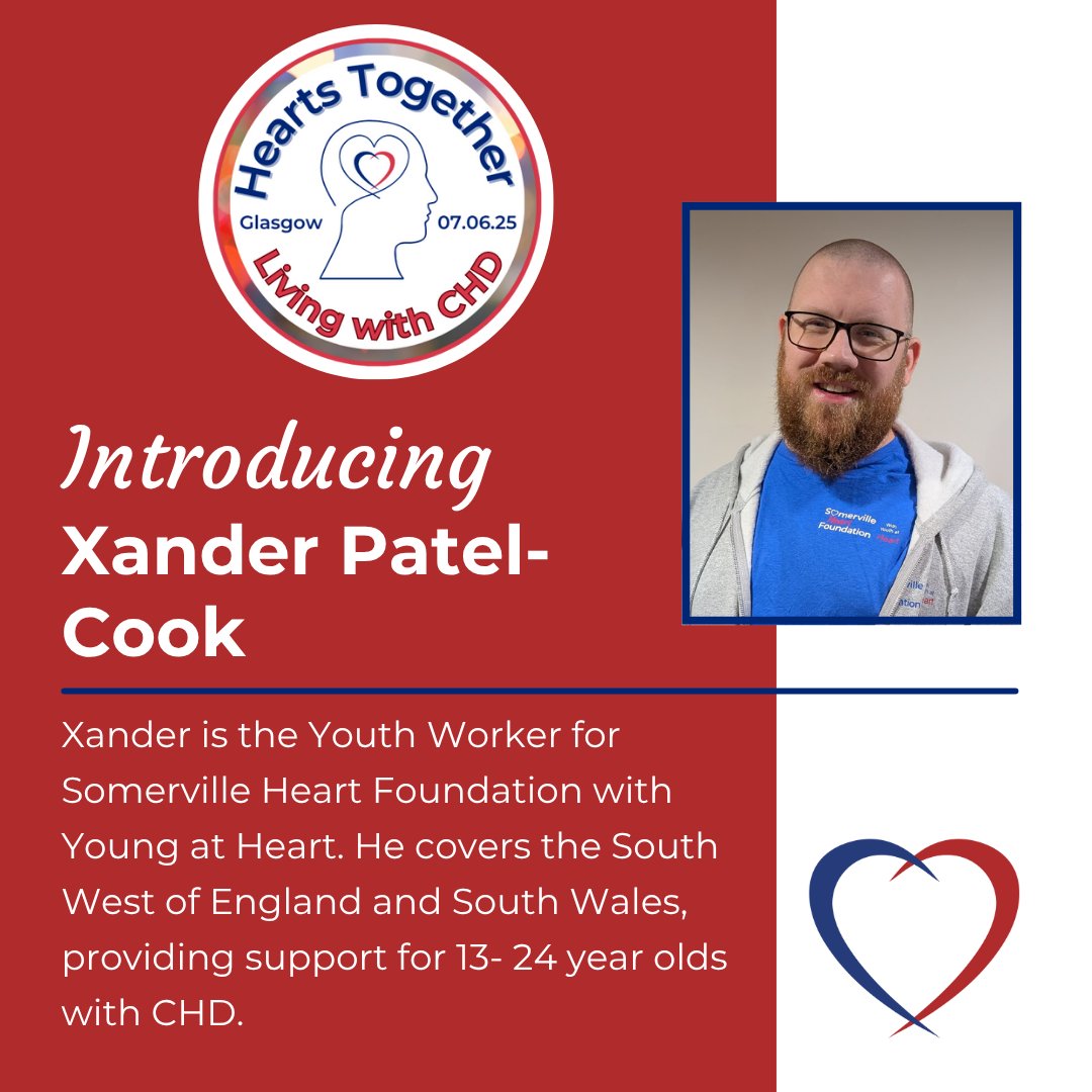 Our next speaker announcement for Hearts Together is Xander is our Youth Worker. He provides support for young people between the ages of 13 - 24 with CHD in the South West of England and South Wales. He will be giving a talk about the service he provides. sfhearts.org.uk/hearts-togethe…