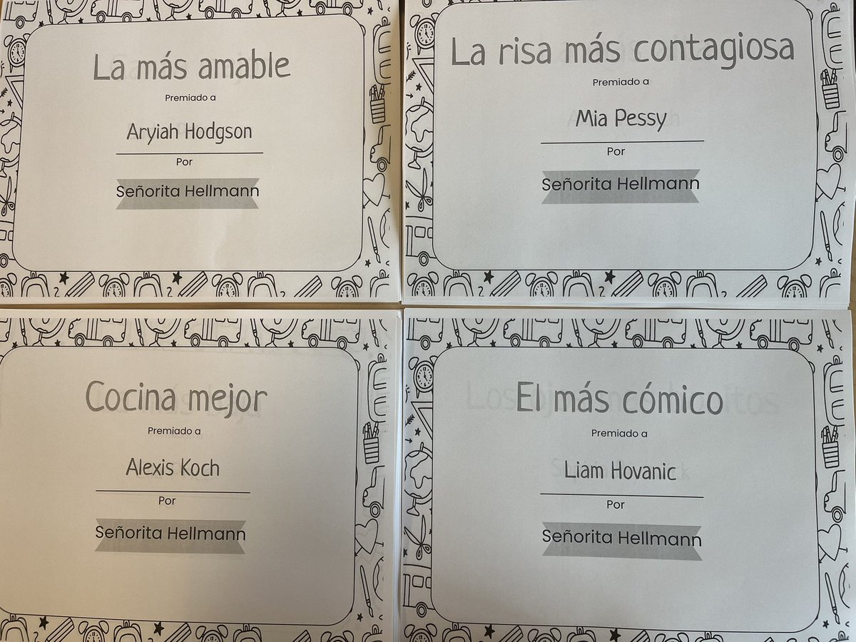 Señorita Hellmann (@ashleyhellmann1) on Twitter photo Spanish II students ended the week by nominating their classmates for a number of different superlatives! Each student was recognized for something that makes them unique and special, and it was a great way to end our time together! I will miss them!! 🖤💛🎉 <a href="/hilltopspartan/">Montour High School</a> Spanish II students ended the week by nominating their classmates for a number of different superlatives! Each student was recognized for something that makes them unique and special, and it was a great way to end our time together! I will miss them!! 🖤💛🎉 <a href="/hilltopspartan/">Montour High School</a>
