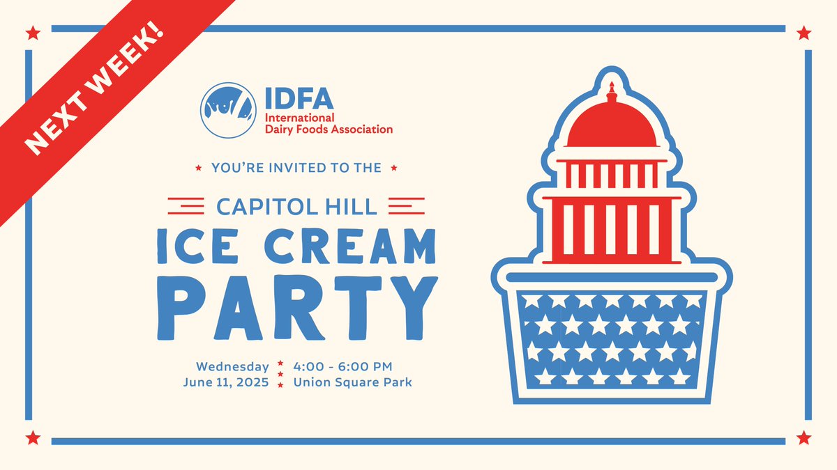 The 41st Annual IDFA Capitol Hill Ice Cream Party is NEXT WEEK! Don't miss it!

Join us from 4:00 - 6:00 p.m. on June 11 at Union Square Park. We will have over 46 ice cream flavors and 7 different types of frozen novelties. See you there! 🍦

Learn more about the event here: