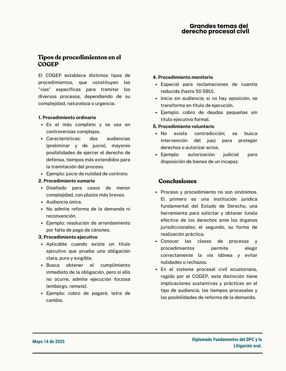 No confundas el proceso con el procedimiento, porque no son los mismo.