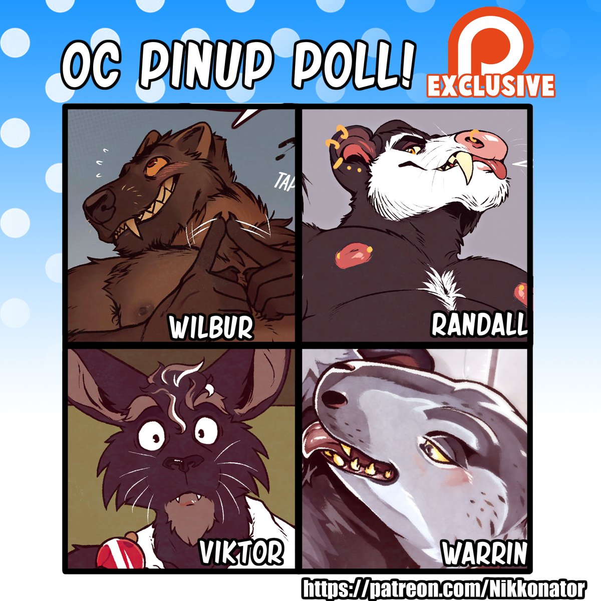 This month's OC Pinup Poll is live! To vote, follow this link and join the $3 tier of my P-Site (Link in bio!)