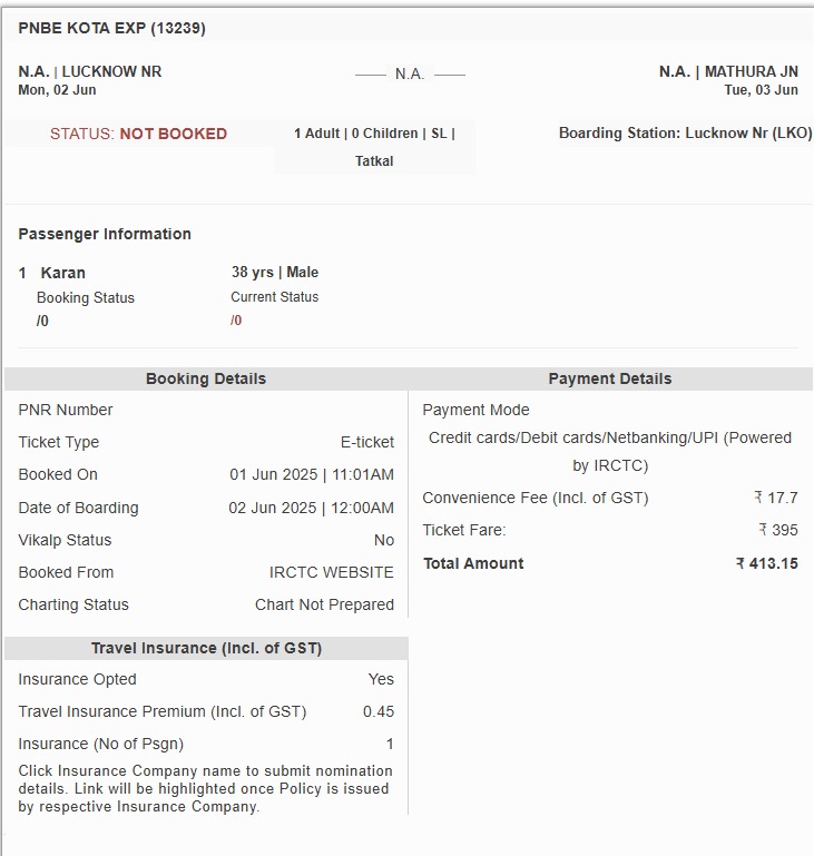 ashwaniulv381's tweet image. I attached a picture from a recent incident. I got the refund, but only after the payment was made — and the status still shows &quot;Not Booked.&quot; @RailMinIndia needs to be looked into. It’s not right.
#IRCTC #RefundIssue #NeedTransparency
