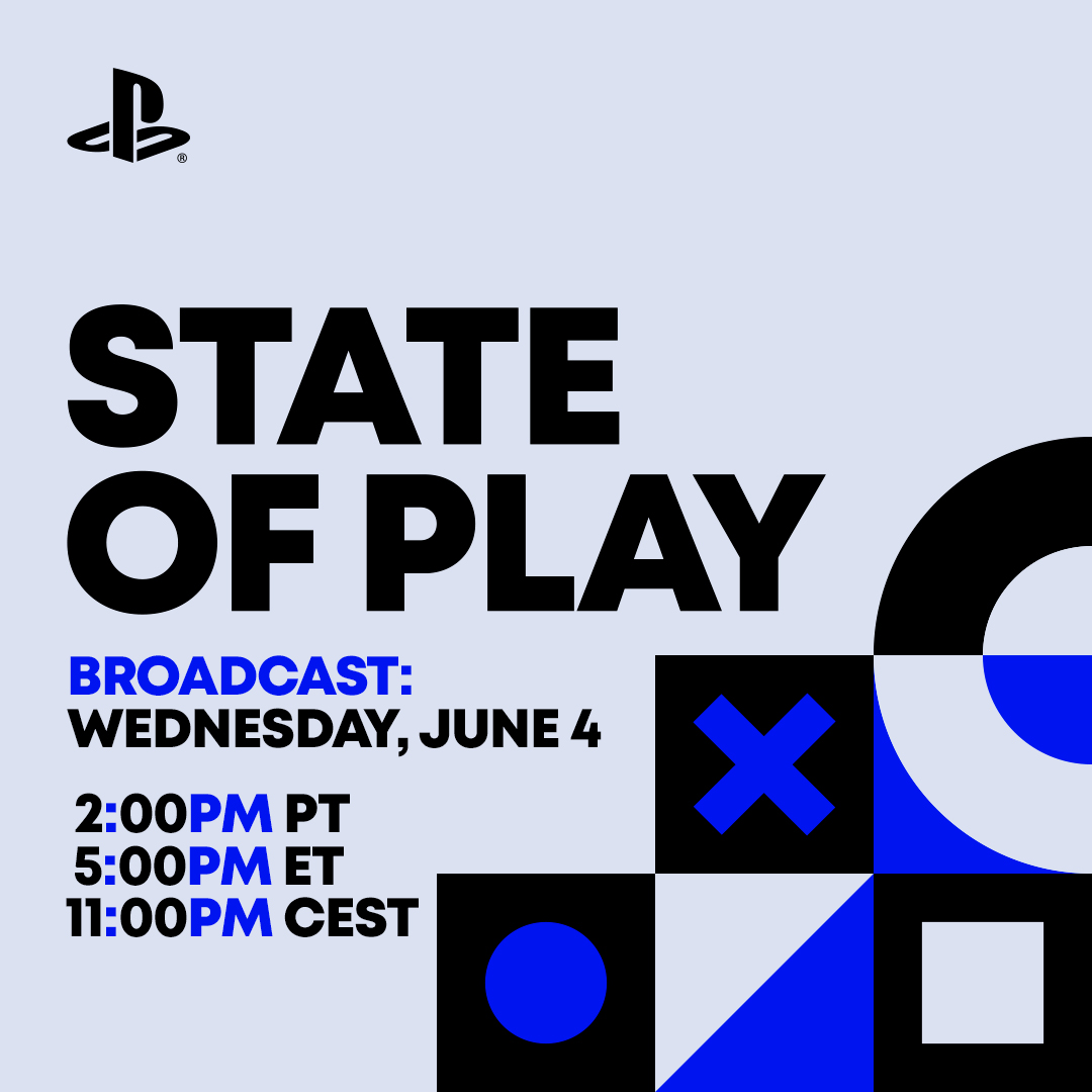 State of Play returns, June 5!

Watch live at 2:30 AM IST on YouTube and Twitch for news and updates on great games coming to PS5.

Catch it Live: youtube.com/watch?v=1bYaEt…

#StateofPlay #PlayStationIndiaPodcast