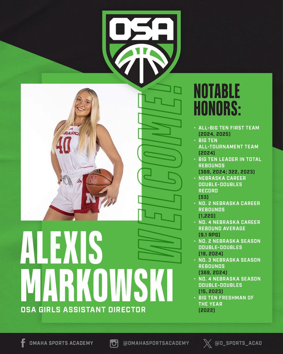 🚨BIG ANNOUNCEMENT🚨

🏀We are excited to welcome Alexis Markowski as the Girls Assistant Basketball Director 🏀

Alexis brings a ton of experience and knowledge from her involvement in AAU, HS and College that will help grow the OSA girls program even further📈