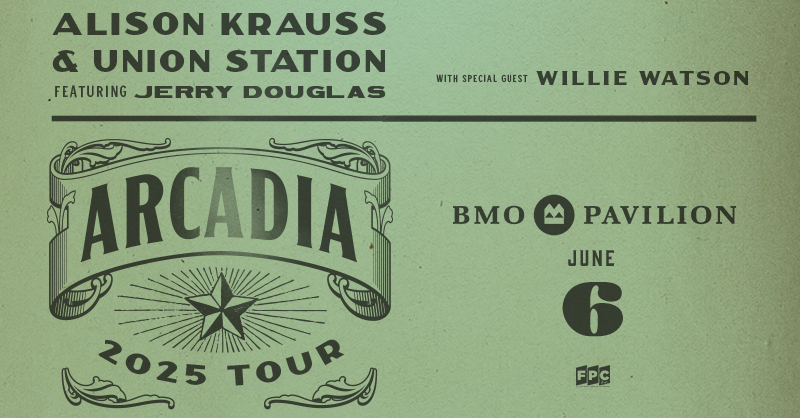 BMO Pavilion (@bmopavilion) on Twitter photo LAST CHANCE‼️ Get your tickets to the ARCADIA Tour featuring <a href="/AlisonKrauss/">Alison Krauss</a> & Union Station with special guest Jerry Douglas happening this Friday, June 6.
Get tickets today: ticketmaster.com/event/0700616C… LAST CHANCE‼️ Get your tickets to the ARCADIA Tour featuring <a href="/AlisonKrauss/">Alison Krauss</a> & Union Station with special guest Jerry Douglas happening this Friday, June 6.
Get tickets today: ticketmaster.com/event/0700616C…