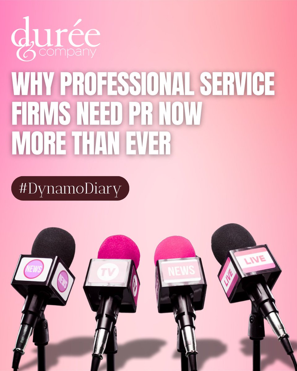 dureecopr's tweet photo. In a field built on trust, the quiet firms get overlooked. This week’s #DynamoDiary shows how smart professional service firms stay seen, heard, and top of mind with strategic PR and integrated communications from Durée & Company. Visibility isn’t optional. It’s your advantage. Read more: https://t.co/GFz0Ijkokl