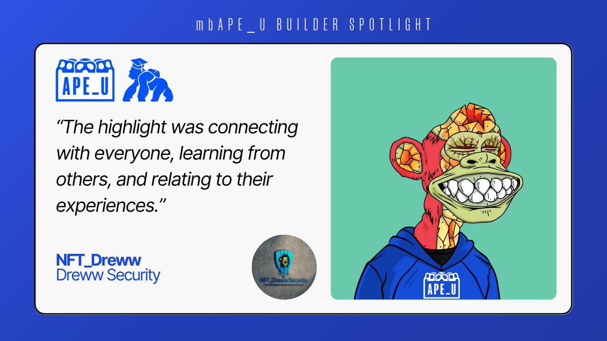 ApeCoin Updates (@apecoinupdates) on Twitter photo #MadeByApes Builder Spotlight
Meet <a href="/nft_dreww/">NFT_Dreww.eth</a> from #mbAPE_U Cohort 2.
Dreww Security is a consulting company focused on proactive audits and trainings to help Web3 builders stay safe. ๐ซก
Keep your project & community secure by reaching out to Dreww!๐ #MadeByApes Builder Spotlight
Meet <a href="/nft_dreww/">NFT_Dreww.eth</a> from #mbAPE_U Cohort 2.
Dreww Security is a consulting company focused on proactive audits and trainings to help Web3 builders stay safe. ๐ซก
Keep your project & community secure by reaching out to Dreww!๐