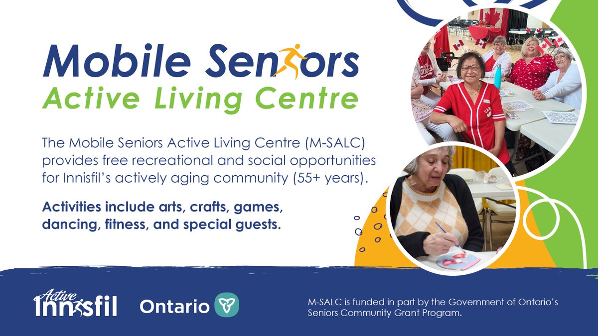It's another month full of free activities and fun at our Mobile Seniors Active Living Centre! Swing by the #Cookstown, #Lefroy, or #SandycoveAcres locations for games, fitness and special guests.

Ssee what's on the schedule this June at innisfil.ca/MSALC. 

#SeniorsMonth