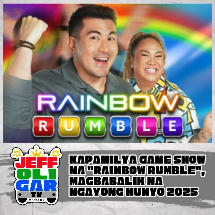 JeffOliGarTV (@jeffogarcia47) on Twitter photo Matapos ang ilang buwang pahinga, magbabalik na ang game show na puno ng kulay, saya at marami pang matututunan, <a href="/RainbowRumblePH/">Rainbow Rumble</a>, hosted by <a href="/luckymanzano/">Luis Manzano</a> at <a href="/negi_ggv/">Negi — follow back!</a>.
ABANGAN ngayong Hunyo 2025!
#RainbowRumble 🌈
#LuisManzano #Negi Matapos ang ilang buwang pahinga, magbabalik na ang game show na puno ng kulay, saya at marami pang matututunan, <a href="/RainbowRumblePH/">Rainbow Rumble</a>, hosted by <a href="/luckymanzano/">Luis Manzano</a> at <a href="/negi_ggv/">Negi — follow back!</a>.
ABANGAN ngayong Hunyo 2025!
#RainbowRumble 🌈
#LuisManzano #Negi