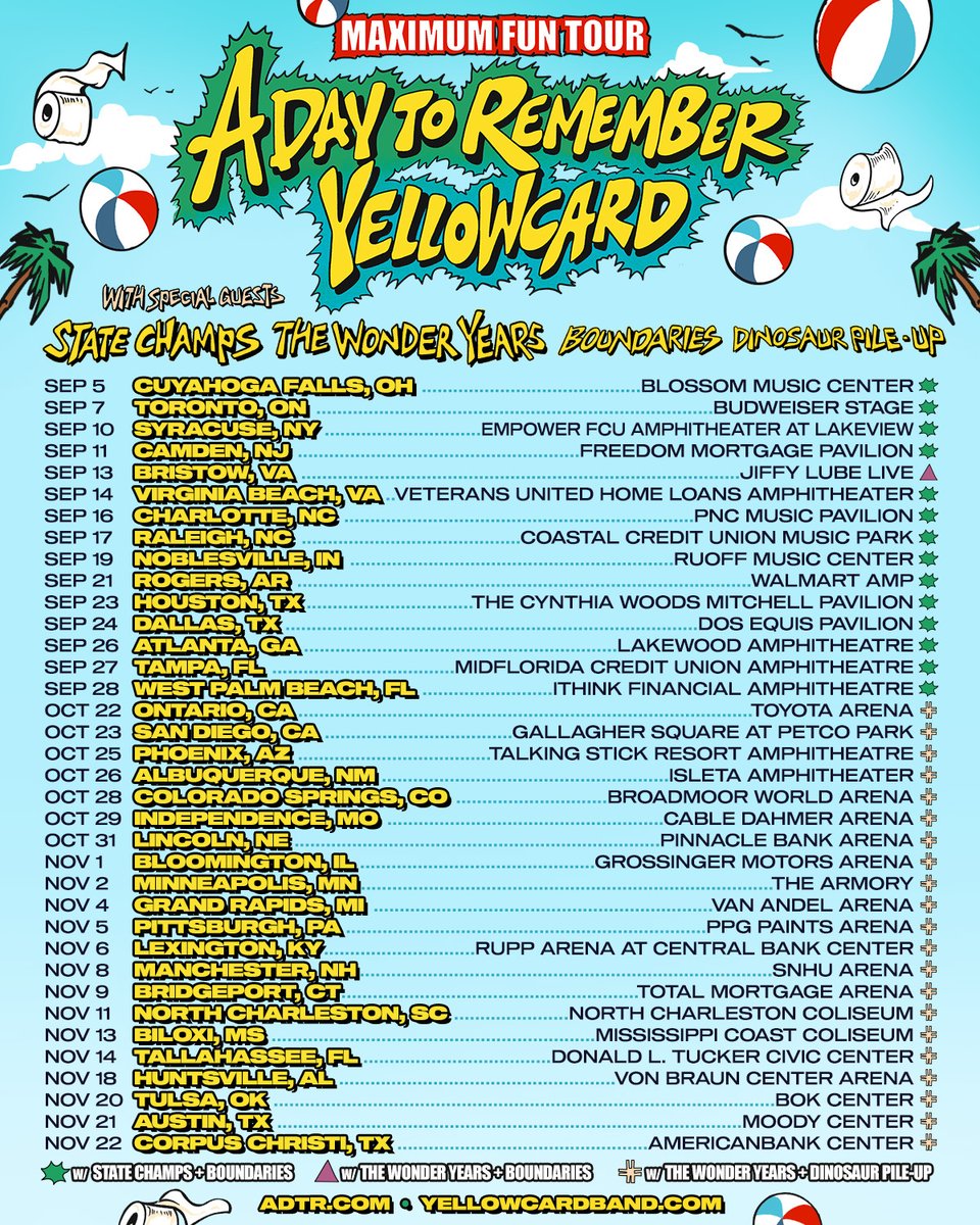 DINOSAUR PILE-UP (@dinosaurpileup) on Twitter photo YOOO just announced, we will be supporting <a href="/adtr/">A Day To Remember</a> and @yellowcard in the states starting this October! Tickets on sale June 6th 10 am local! 🔥 dinosaurpileup.com YOOO just announced, we will be supporting <a href="/adtr/">A Day To Remember</a> and @yellowcard in the states starting this October! Tickets on sale June 6th 10 am local! 🔥 dinosaurpileup.com