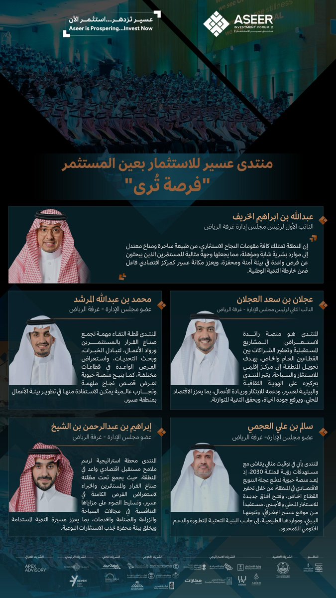 #منتدى_عسير_للاستثمار2 
بعين المستثمر
هو "فرصةٌ تُرى"

#عسير_تسابق_المستقبل