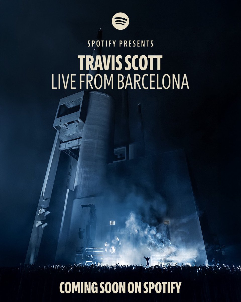 Spotify (@spotify) on Twitter photo Coming soon.
<a href="/trvisXX/">TRAVIS SCOTT</a> Live from Barcelona π΅ποΈ
spotify.link/TravisScottFil⦠Coming soon.
<a href="/trvisXX/">TRAVIS SCOTT</a> Live from Barcelona π΅ποΈ
spotify.link/TravisScottFilβ¦