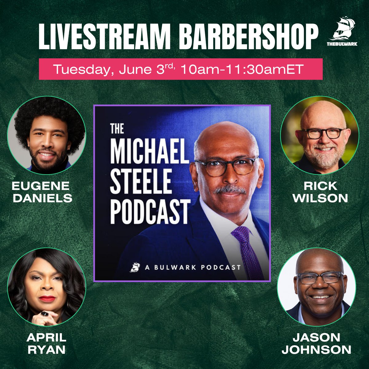 steele_podcast's tweet image. Happening NOW!
Join the party- we'll be taking your questions at the end: youtube.com/live/v1S3qlQMW…
@MichaelSteele @TheRickWilson @AprilDRyan @DrJasonJohnson @EugeneDaniels2