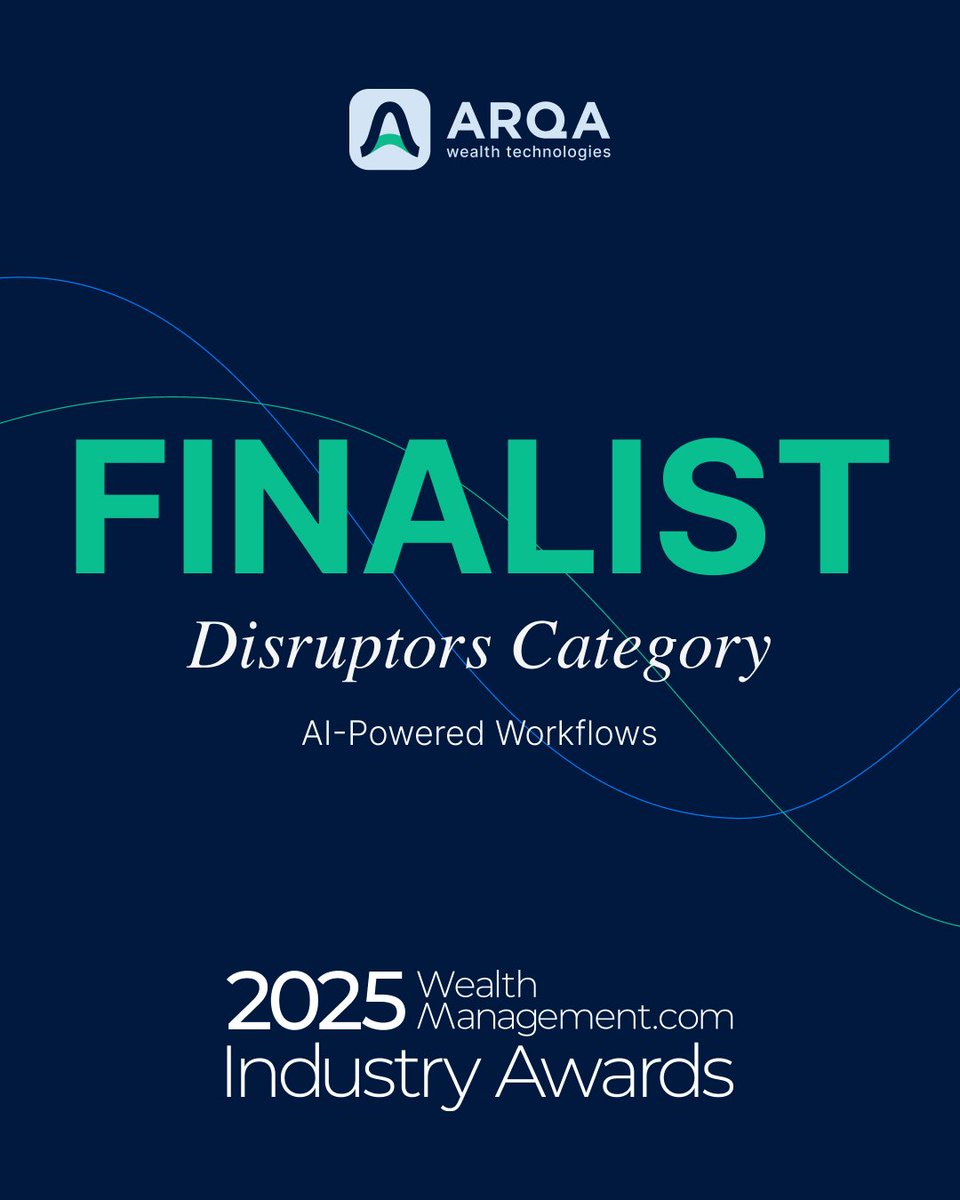 🎉 We’re excited to share that <a href="/ARQA_AI/">ARQA</a> has been named a Finalist in the 2025 #WealthManagement Industry Awards, “Disruptors” category.

We’re humbled to be recognized among this year’s finalists, and even more excited that it’s our second year in a row, reinforcing our vision